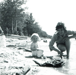 Marj and Earl, Kapasiwin Beach, Waskesiu Lake, July 6, 1965.
