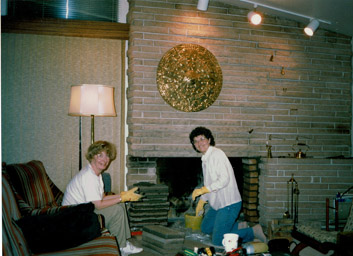 Gail and Mom, bricking in fifeplace, 44 McKenzie, 1990's.