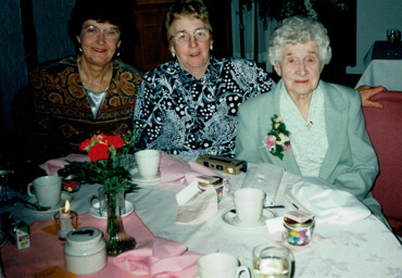 Marj, ? and Grandma Kinne at Barb's wedding, Victoria, B.C. April, 1995.