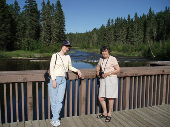 Jen and Marcj, Waskesiu River bridge, PANP, 2007.