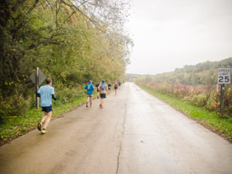 Runners on a park road