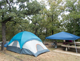 Our campsite in Osage Hills SP. I't tucked into a bit of woods.