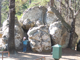 Climbing the rocks at the Robbers Cave Trailhead.